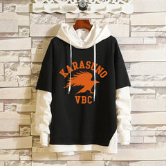 Trendy Karasuno High Fake Two Piece Casual Hoodie