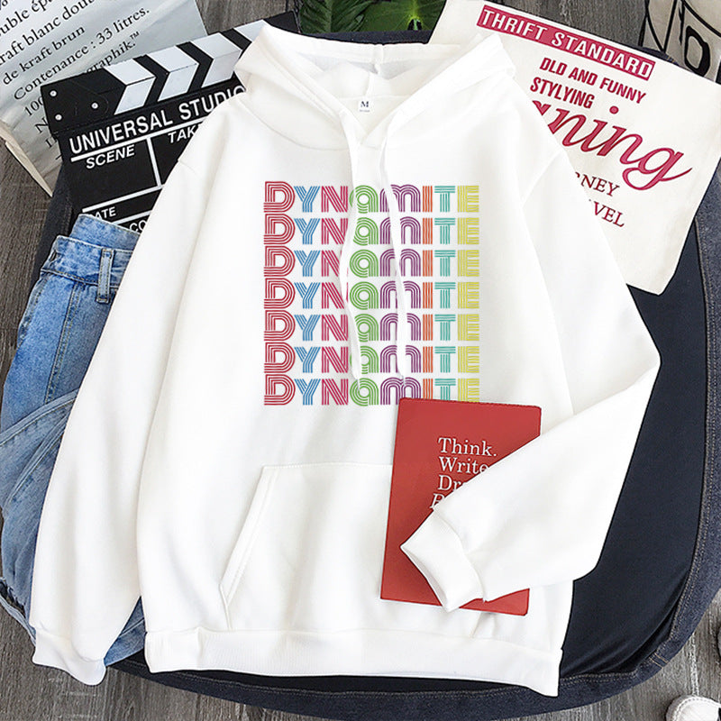 Unisex Kpop Dynamite Print Loose Hoodie