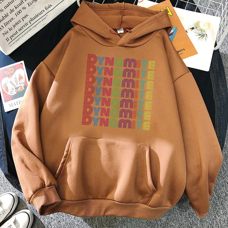 Unisex Kpop Dynamite Print Loose Hoodie