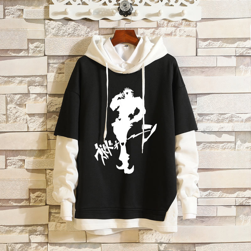 Cool Men's JOJO Graphic Fake Two Piece Hoodie