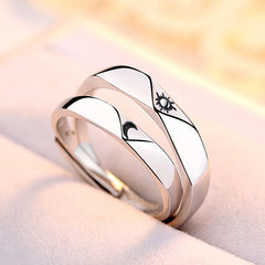 Sun and Moon Silver Couple Ring