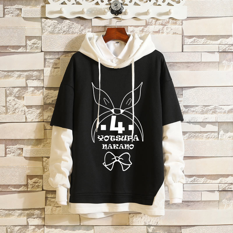 Casual Anime Nakano Fake Two-piece Loose Hoodie