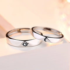 Sun and Moon Silver Couple Ring