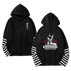 Unisex Anime Fake Two Striped Pullover Hoodie