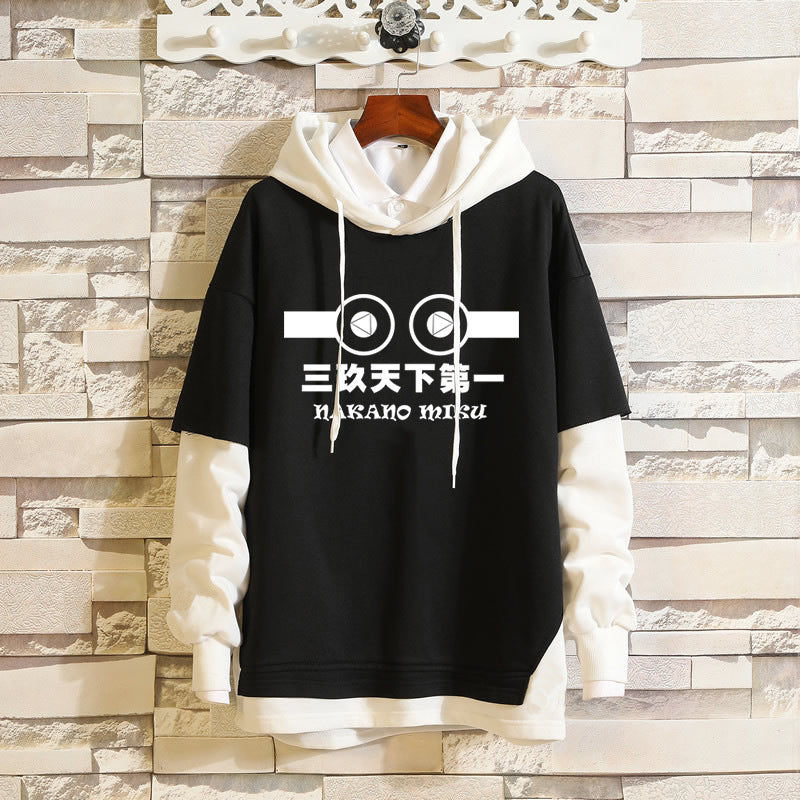 Casual Anime Nakano Fake Two-piece Loose Hoodie