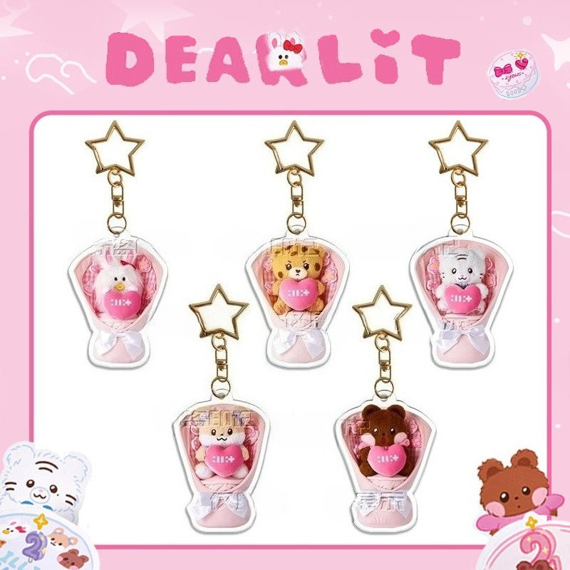 DEARLIT 2nd Anniversary Bouquet Keychain Set