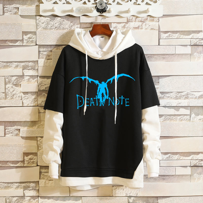 Men's Anime Print Fake Two Loose Hoodie
