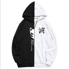 Unisex Anime Logo Color Block Hoodie