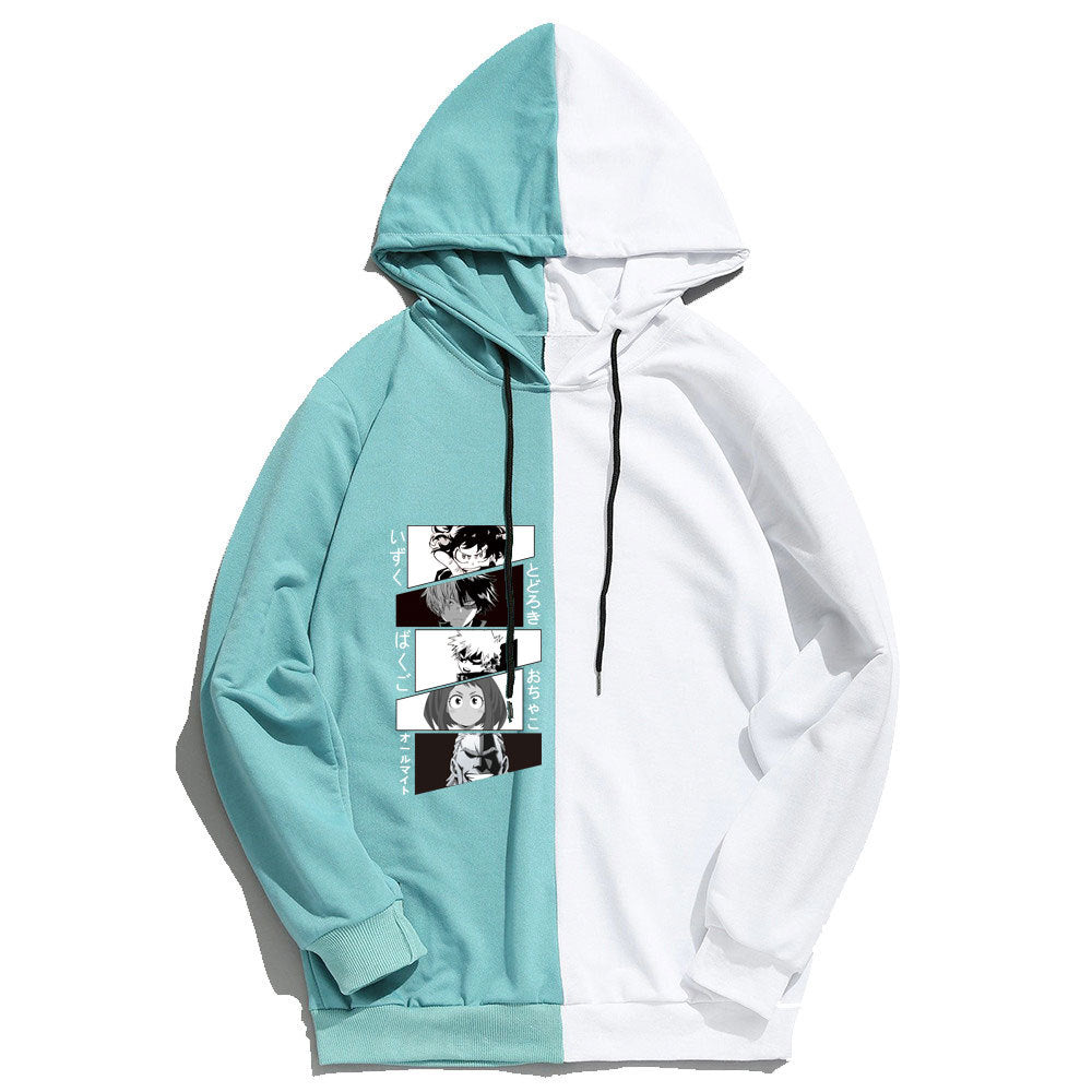 Unisex Anime Academia Color Block Casual Hoodie