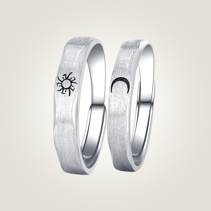 Sun and Moon Silver Couple Ring