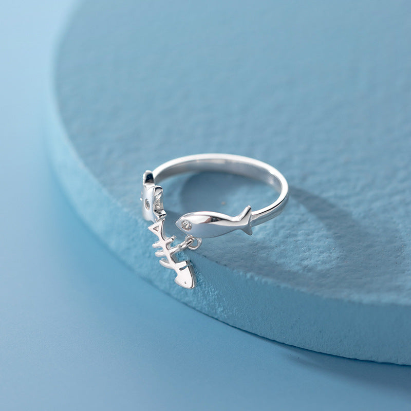 Creative Kitten Fish Bone Ring