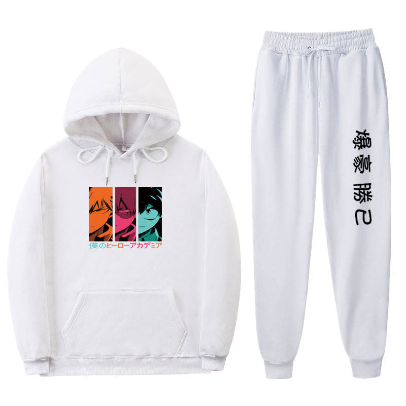 Trendy Anime Unisex Boku Casual Hoodie Pants Set