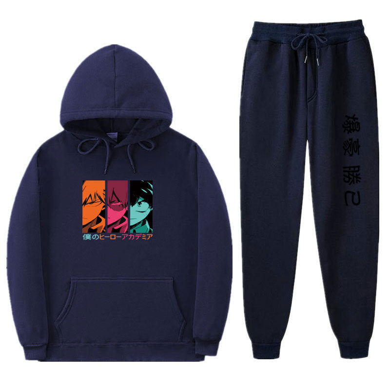 Trendy Anime Unisex Boku Casual Hoodie Pants Set