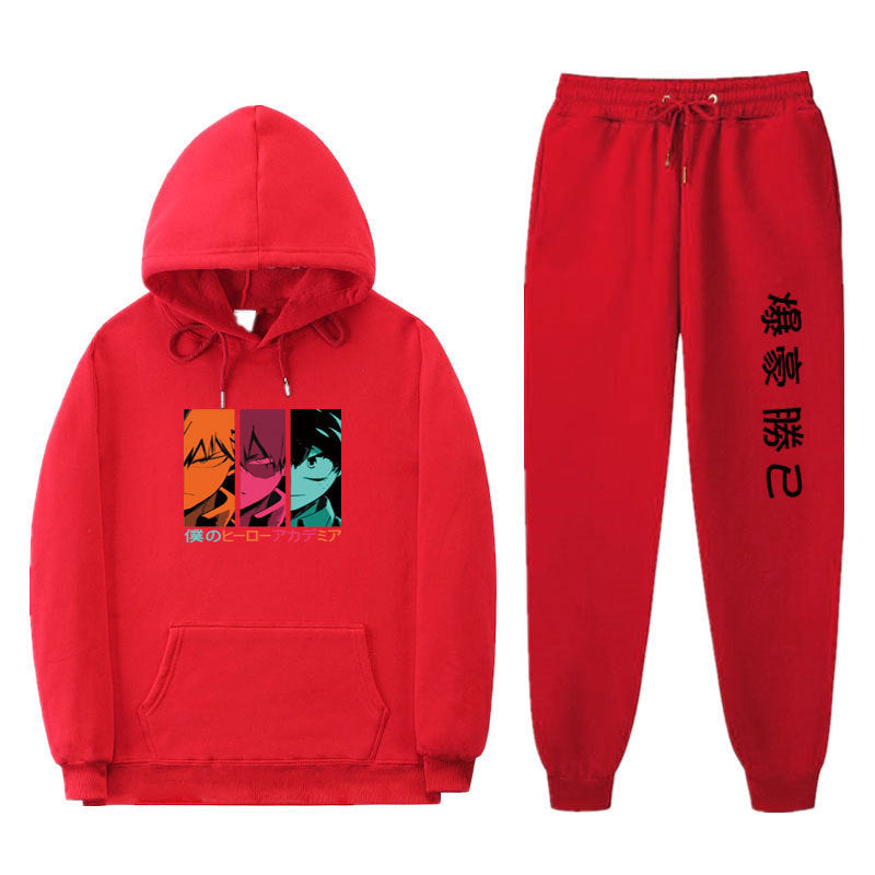 Trendy Anime Unisex Boku Casual Hoodie Pants Set