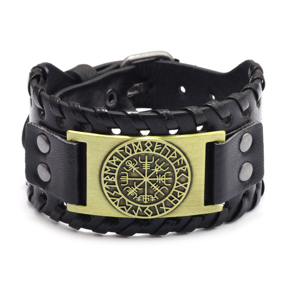 Men's Wolf Head Leather Bracelet