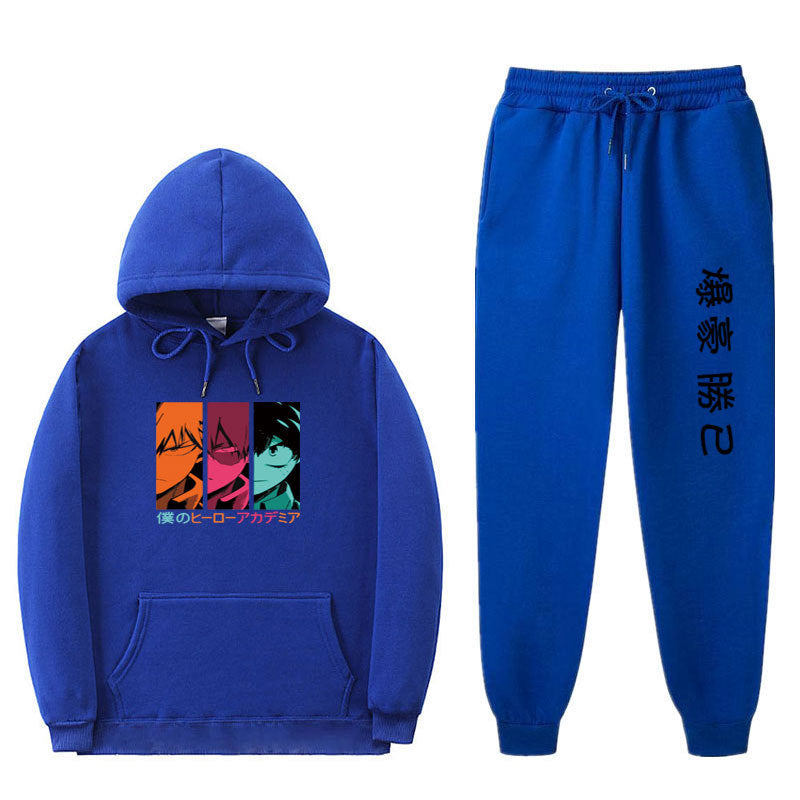 Trendy Anime Unisex Boku Casual Hoodie Pants Set