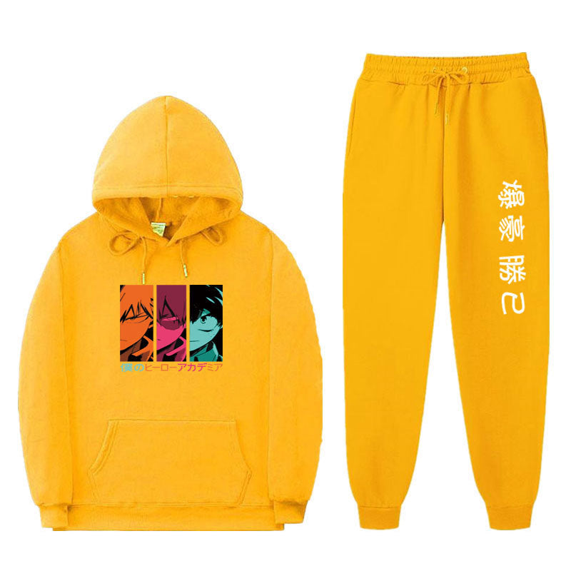 Trendy Anime Unisex Boku Casual Hoodie Pants Set