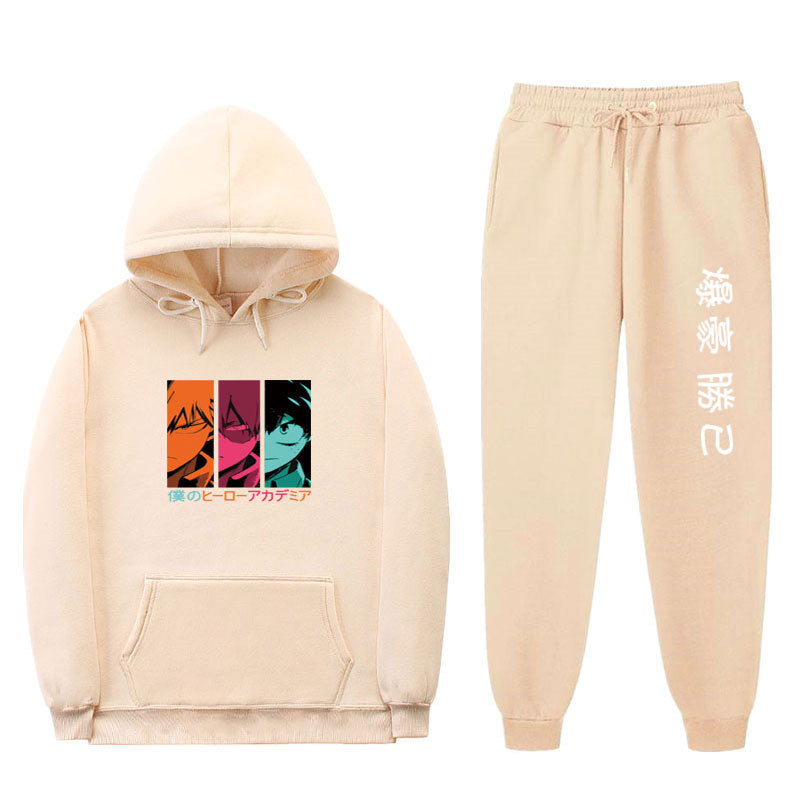 Trendy Anime Unisex Boku Casual Hoodie Pants Set