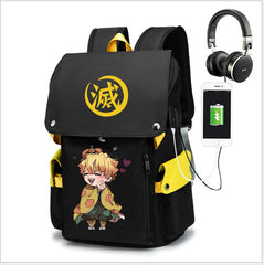 Casual Anime Tanjiro Printed Black Backpack