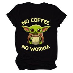 Casual No Coffee No Workee Printed Loose T-shirt