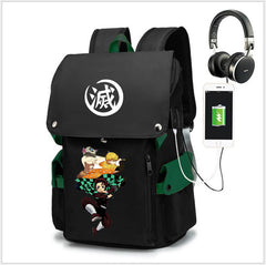 Casual Anime Tanjiro Printed Black Backpack