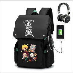 Casual Anime Tanjiro Printed Black Backpack