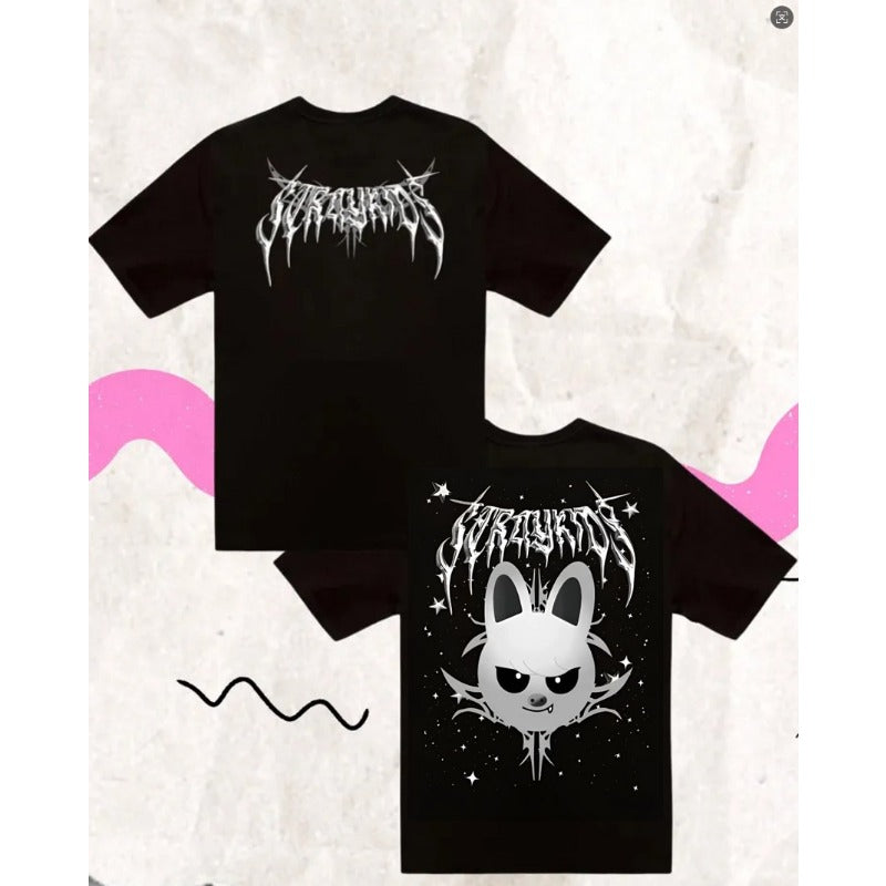 Unisex Kpop Cartoon Print Crew Neck Tee