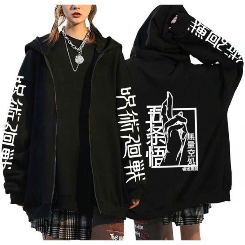 Casual Unisex Anime Graphic Print Zipper Hoodie