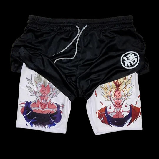 Men's Anime Digital Print Double-layer Fitness Shorts