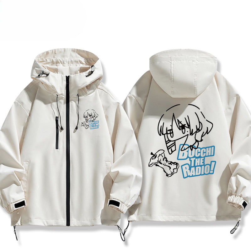 Unisex Anime Print Zipper Hooded Jacket