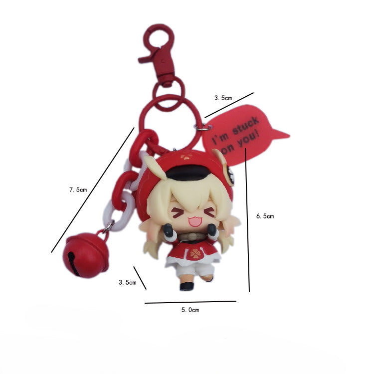 6 Cute Game Doll Bell PVC Keychain