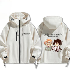 Casual Anime Graphic Print Zipper Hooded Jacket
