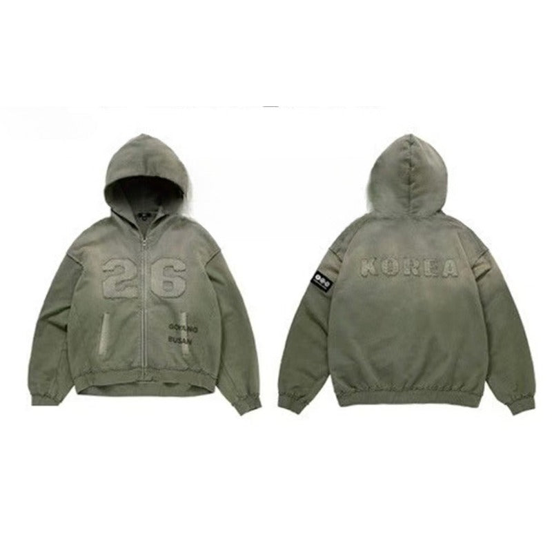 BANGTAN Arirang Tour Green Zip-Up Embroidery Hoodie