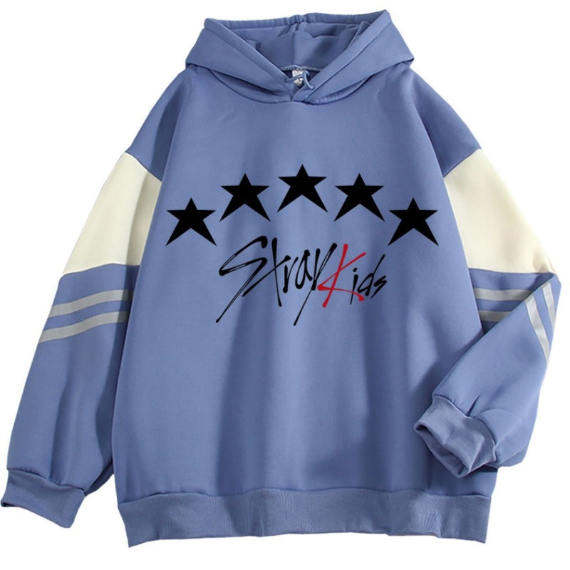 Cute Girls KPOP Color Block Long Sleeved Hoodie