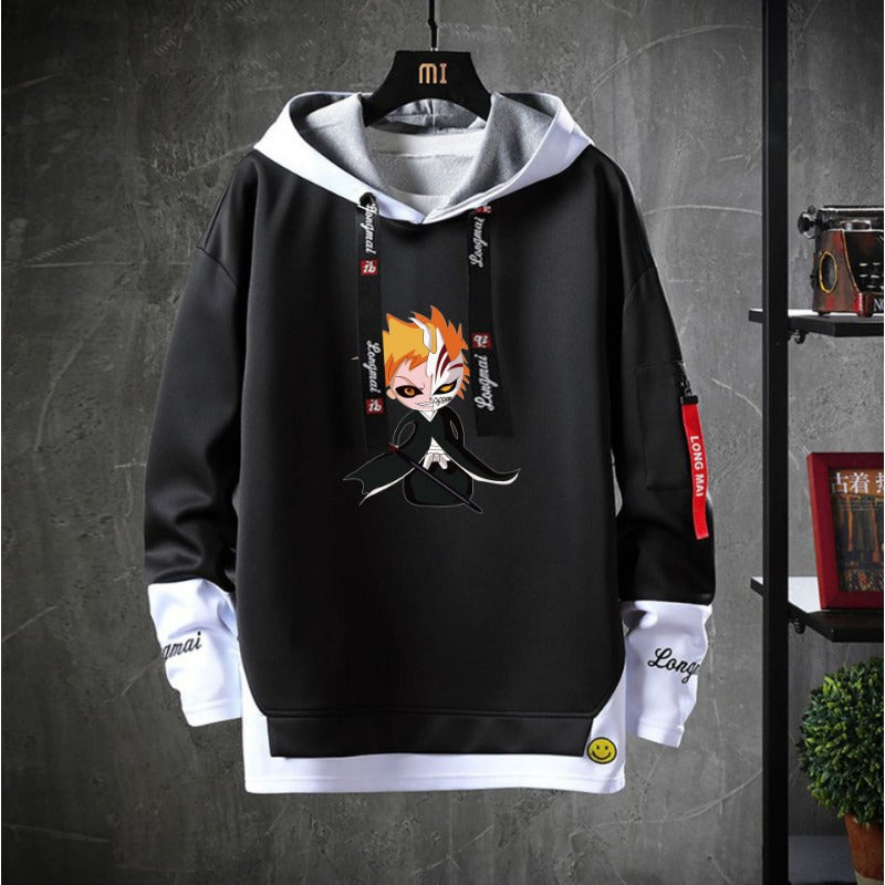 Trendy Men's Anime Loose Pullover Hoodie