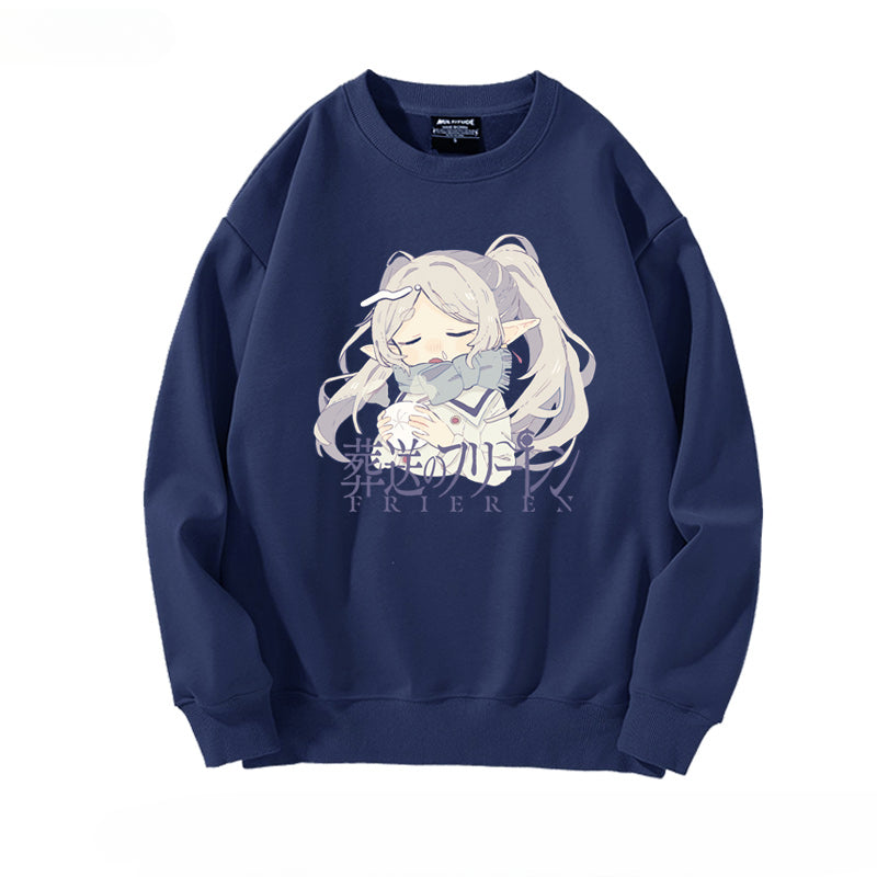 Women's Anime Print Crew Neck Sweatshirt