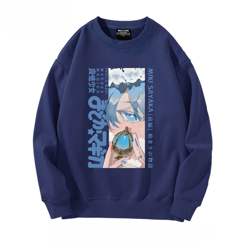 Girls' Anime Printed Crew Neck Sweatshirt