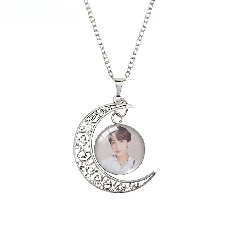 Kpop Moon Time Gem Necklace