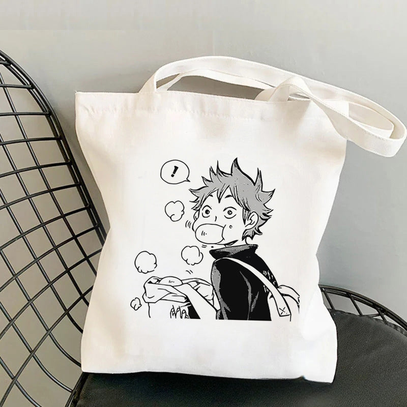 Trendy Anime Printed Canvas Shoulder Tote Bag