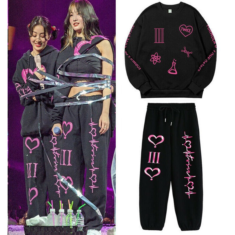 Women's Kpop Cotton Hoodie Sweatpants Set