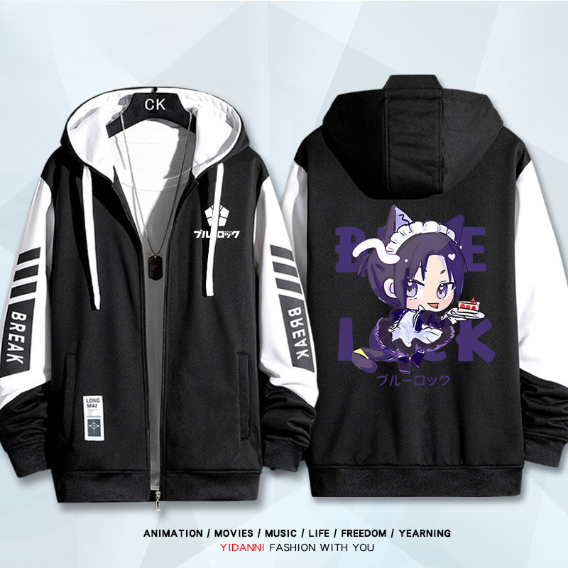 Unisex Anime Print Zipper Loose Hoodie