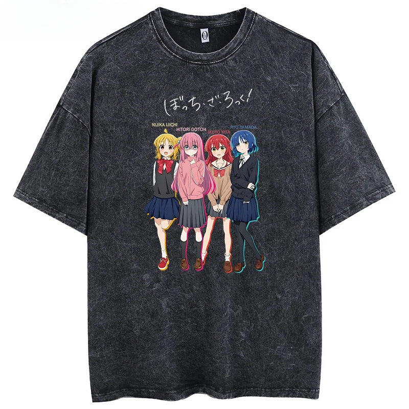 Vintage Anime Washed Short-sleeved T-shirt