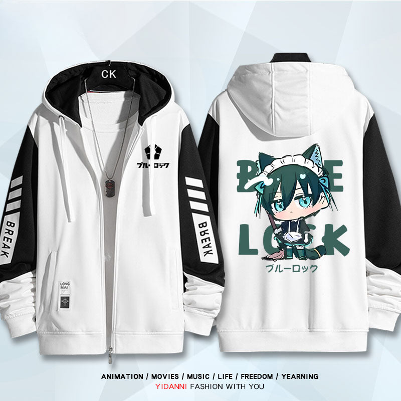 Unisex Anime Print Zipper Loose Hoodie