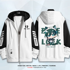 Unisex Anime Print Zipper Loose Hoodie