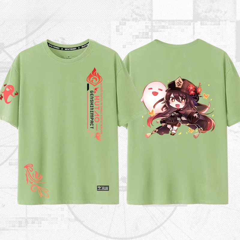 Unisex Game Hutao Casual Short-sleeved T-shirt
