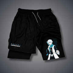 Casual Men's Anime Printed Double-layer Sports Shorts