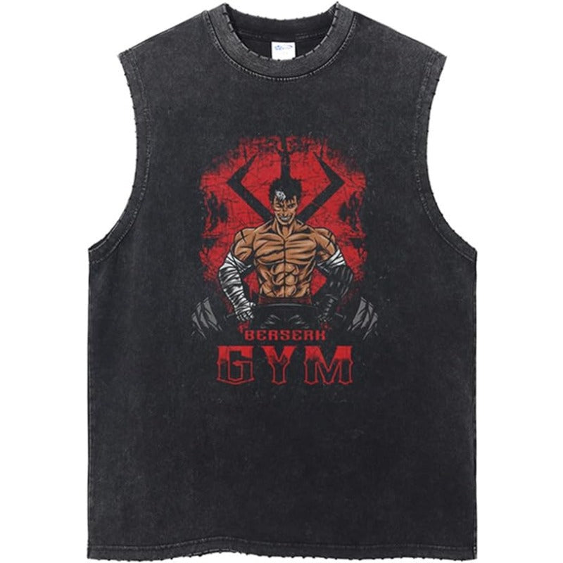 Men's Anime Print Cotton Sleeveless Vest