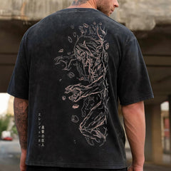 Unisex Anime Graffiti Cotton Washed T-Shirt