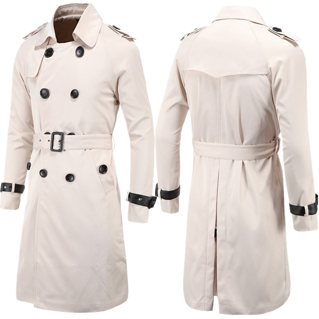 Men's Boutique Long Slim Double-breasted Trench Coat