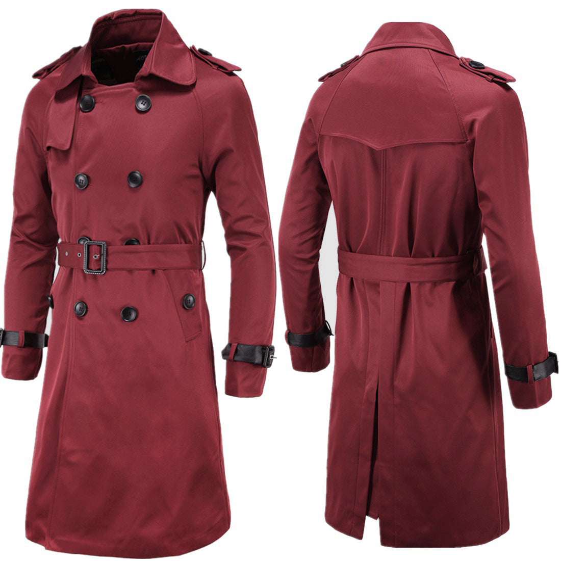 Men's Boutique Long Slim Double-breasted Trench Coat